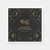 ブラックミスティック占星術ムーン30歳の誕生日 スタンダードカクテルナプキン (正面)