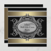 ブラックミッドライフ危機マン40th誕生日パーティー 招待状 (正面/裏面)