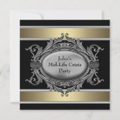 ブラックミッドライフ危機マン40th誕生日パーティー 招待状 (正面)
