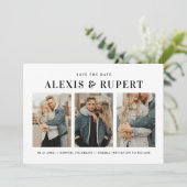 ブラックミニマはっきりしたリストタイポグラフィフォトコラージュ セーブザデート (スタンド正面)