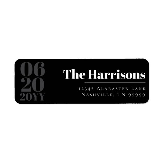 ブラックミニマはっきりしたリスト結婚タイプのアドレス ラベル (正面)