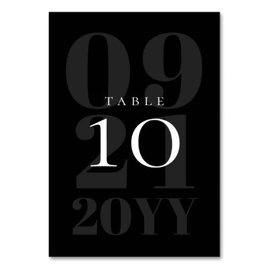ブラックミニマはっきりしたリスト結婚タイプ テーブルナンバー (裏面)
