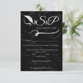 ブラックミニマエレガントリスト手書きウェディングRSVP 出欠カード (スタンド正面)