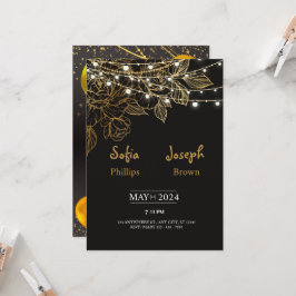 ブラックミニマエレガントリスト結婚式招待状 招待状