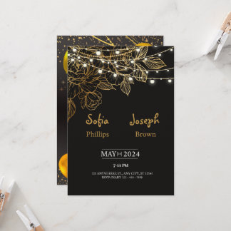 ブラックミニマエレガントリスト結婚式招待状 招待状