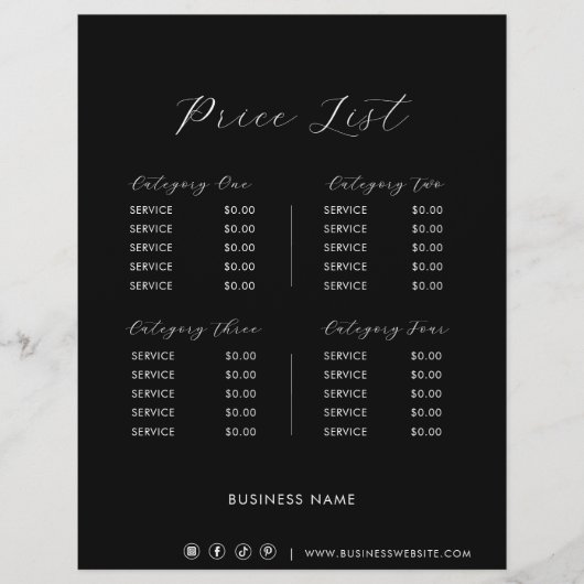 ブラックミニマフォーマルリストシンプルの価格表 (正面)