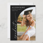 ブラックミニマミニマルリストフォトアーチ卒業 案内状 (正面)