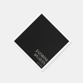 ブラックミニマモダンラパーソナライズされたム結婚リスト スタンダードカクテルナプキン (角)