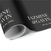 ブラックミニマモダンラパーソナライズされたム結婚リスト ラッピングペーパー (ロールコーナー)