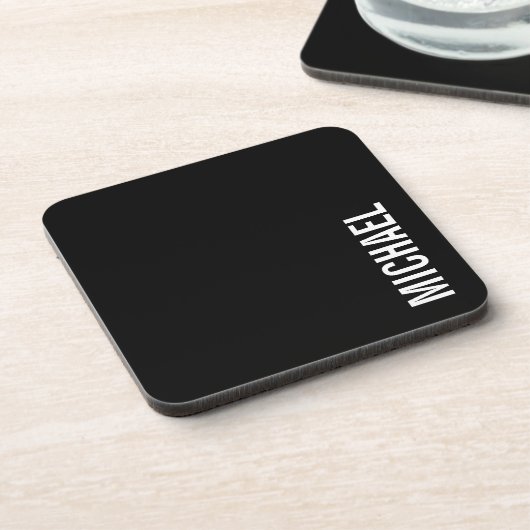 ブラックミニマモダンリストの名パーソナライズされた前 コースター (左側)