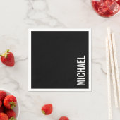 ブラックミニマモダンリストの名パーソナライズされた前 スタンダードカクテルナプキン (インサイチュ)