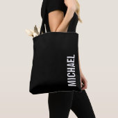 ブラックミニマモダンリストの名パーソナライズされた前 トートバッグ (クローズアップ)