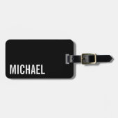 ブラックミニマモダンリストの名パーソナライズされた前 ラゲッジタグ (正面横)