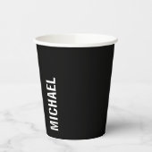 ブラックミニマモダンリストの名パーソナライズされた前 紙コップ (左)