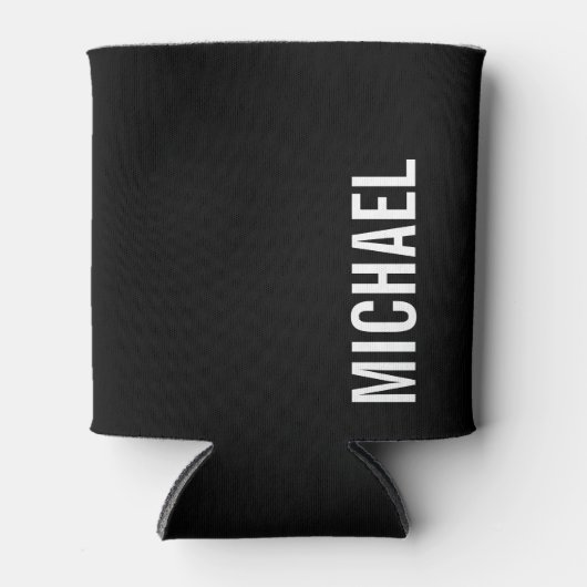 ブラックミニマモダンリストの名パーソナライズされた前 缶クーラー (正面)