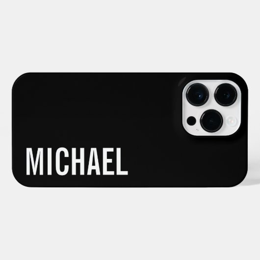 ブラックミニマモダンリストの名パーソナライズされた前 iPhoneケース (裏面横)