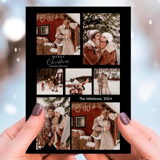 ブラックミニマモダンリストクリスマスカップルの写真 シーズンカード