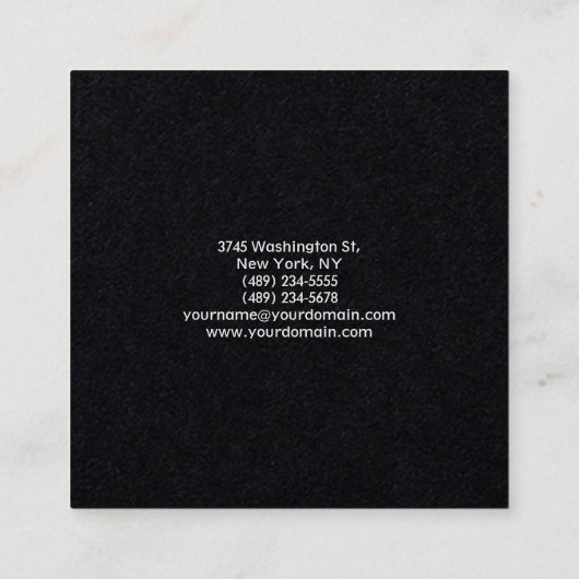 ブラックミニマモダンリストプロフェッショナル正方形シェイプ スクエア名刺 (裏面)