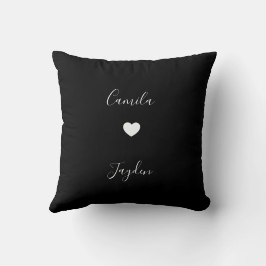 ブラックミニマモダンリスト結婚ハート記念日 クッション (裏面)