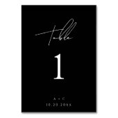 ブラックミニマモダンリスト結婚番号のテーブルカード テーブルナンバー (裏面)