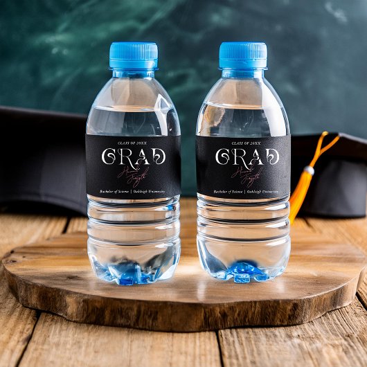 ブラックミニマモダンリスト |卒業パーティー ペットボトルラベル