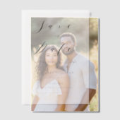 ブラックミニマリストのスクリプト結婚式の日付を保存 ベラム紙招待状 (オフセット (カップル))