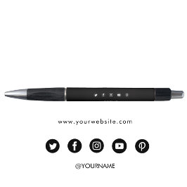 ブラックミニマリストのビジネスウェブサイトソーシャルメディア ボールペン