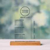 ブラックミニマリストのビジネスロゴの価格表 アクリルサイン (ニュートラル)