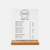 ブラックミニマリストのビジネスロゴの価格表 アクリルサイン (正面)