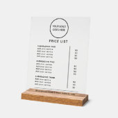 ブラックミニマリストのビジネスロゴの価格表 アクリルサイン (傾斜)