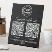 ブラックミニマリストのビジネスロゴ2つのQRコード 台座サイン (インサイチュ)