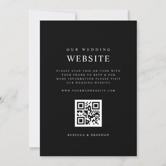 ブラックミニマリストアンパサンド結婚すべて 招待状 (裏面)