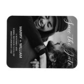 ブラックミニマリストウェディングフォトセーブザデート マグネット (横)