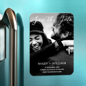 ブラックミニマリストウェディングフォトセーブザデート マグネット