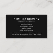 ブラックミニマリストカード | カスタム企業のロゴ 名刺 (裏面)