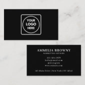 ブラックミニマリストカード | カスタム企業のロゴ 名刺 (正面/裏面)