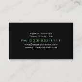 ブラックミニマリストグリーンラインカーの暗いレイアウト 名刺 (裏面)