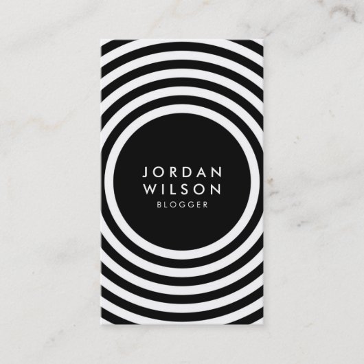 ブラックミニマリストサークル幾何学的ソーシャルメディア 名刺 (正面)