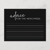 ブラックミニマリストスクリプトブライダルシャワーアドバイスカード エンクロージャーカード (正面)