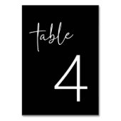 ブラックミニマリストスクリプトブライダルシャワーフラット テーブルナンバー (正面)