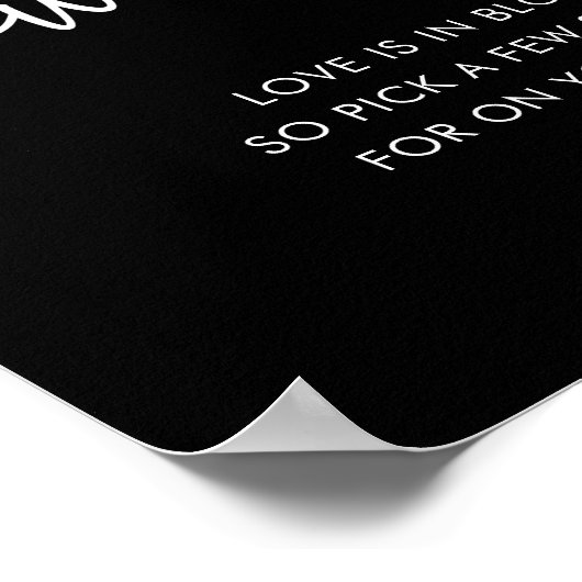 ブラックミニマリストスクリプトブライダルシャワーフラワーバー ポスター (角)