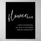 ブラックミニマリストスクリプトブライダルシャワーフラワーバー ポスター (正面)