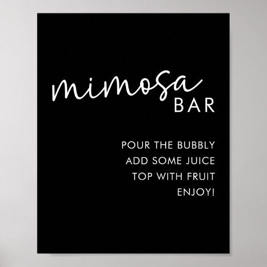 ブラックミニマリストスクリプトブライダルシャワーミモザバー ポスター (正面)