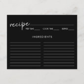 ブラックミニマリストスクリプトブライダルシャワーレシピカード エンクロージャーカード (正面)