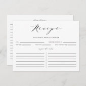 ブラックミニマリストスクリプトブライダルシャワーレシピカード ポストカード (正面/裏面)