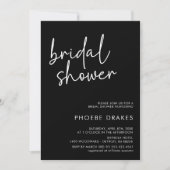 ブラックミニマリストスクリプトブライダルシャワー 招待状 (正面)