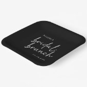 ブラックミニマリストスクリプトブライダルブランチ ペーパープレート (傾斜あり)