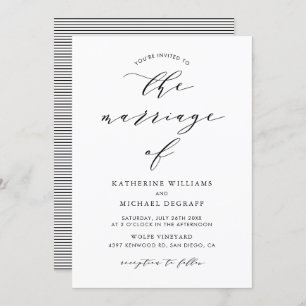 ブラックミニマリストスクリプト結婚式招待状 招待状