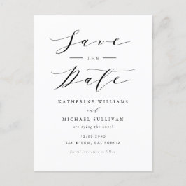 ブラックミニマリストスクリプトQRコード日付の保存 ポストカード