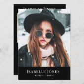 ブラックミニマリストモデルアクター3 Photo Compカード (正面/裏面)